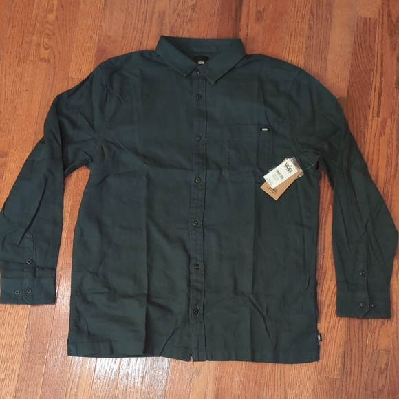Vans Men's Green Button-Up Shirt Size L Green New - Picture 1 of 9